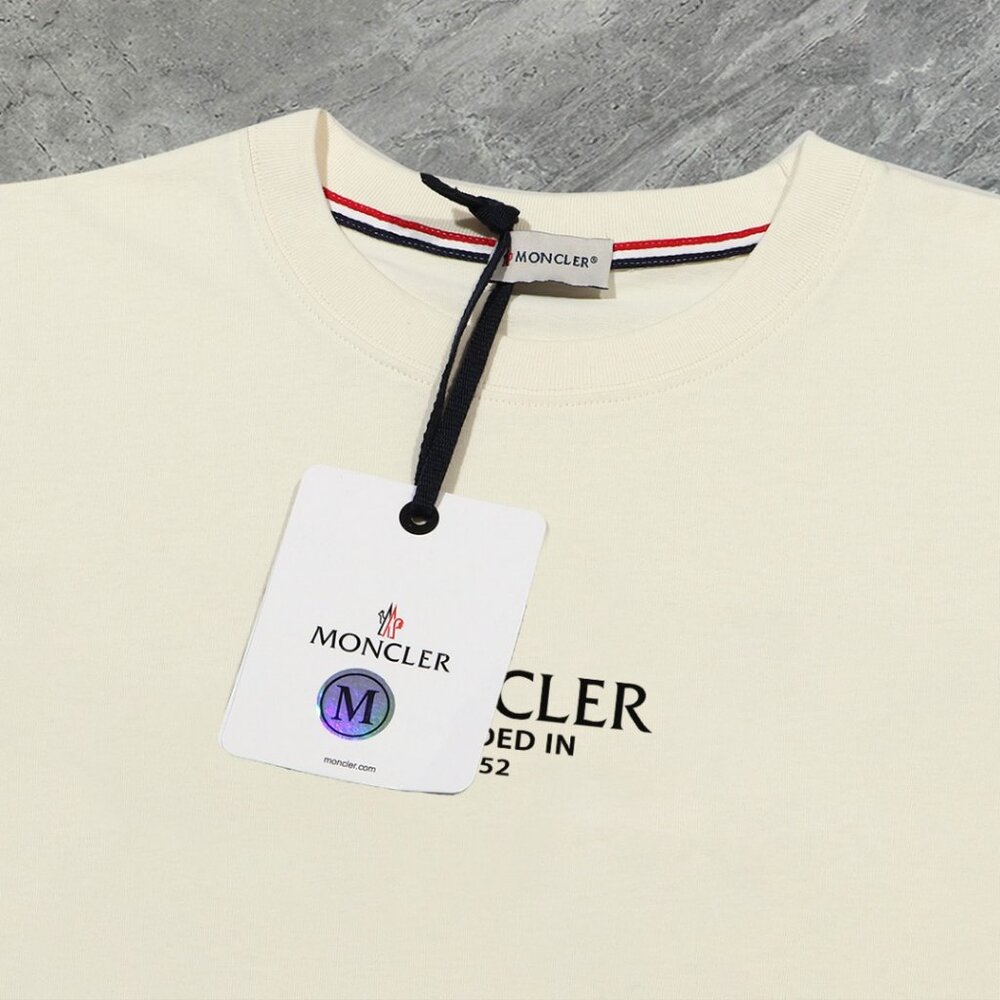 Moncler Tan Short Sleeve Tee with Classic Crew Neck - Picture 3 of 6